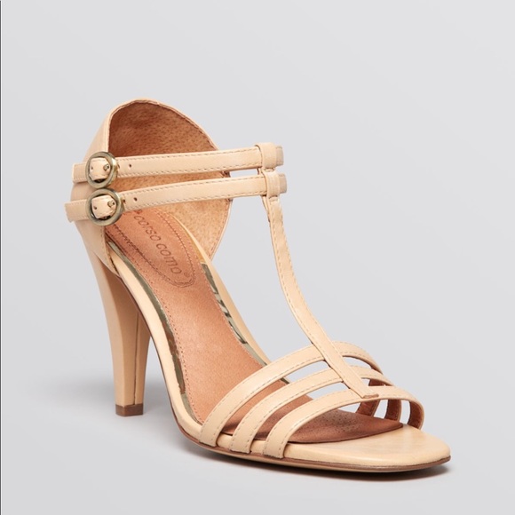 Perfect Nude Leather T Strap Stiletto Heel Sandal - Picture 5 of 5